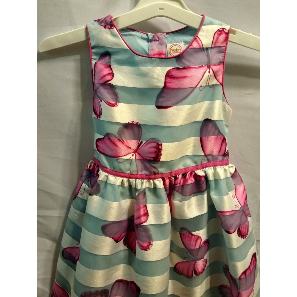Pink Butterfly Dress Size 8 with Blue and White
